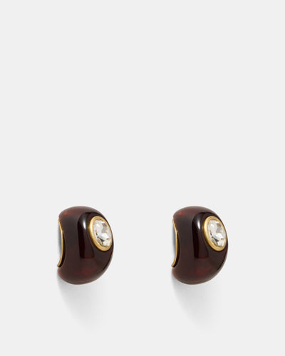 Destined Resin Hoop Earrings - Tort