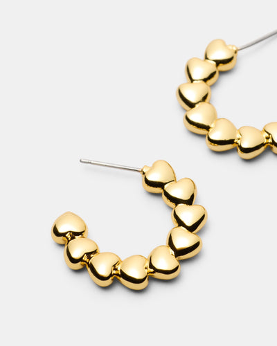 Fated Heart Hoop Earrings - Gold