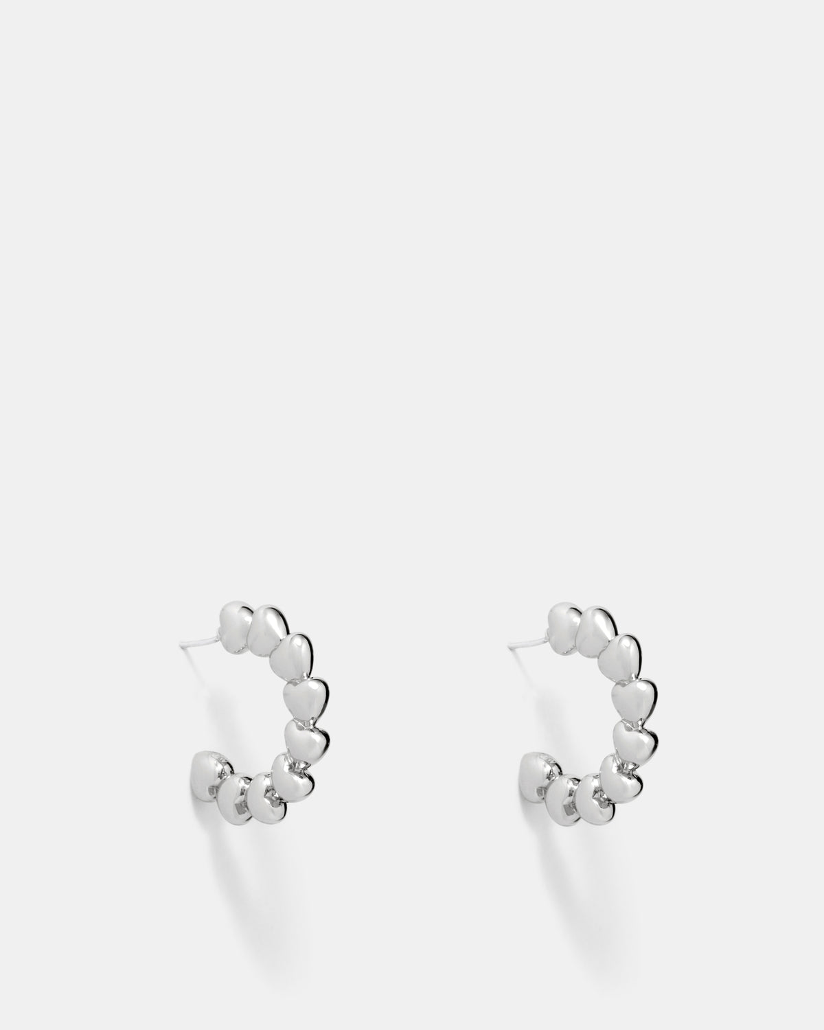 Fated Heart Hoop Earrings - Silver