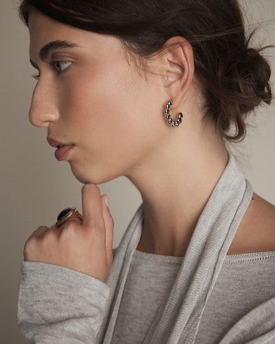 Fated Heart Hoop Earrings - Silver