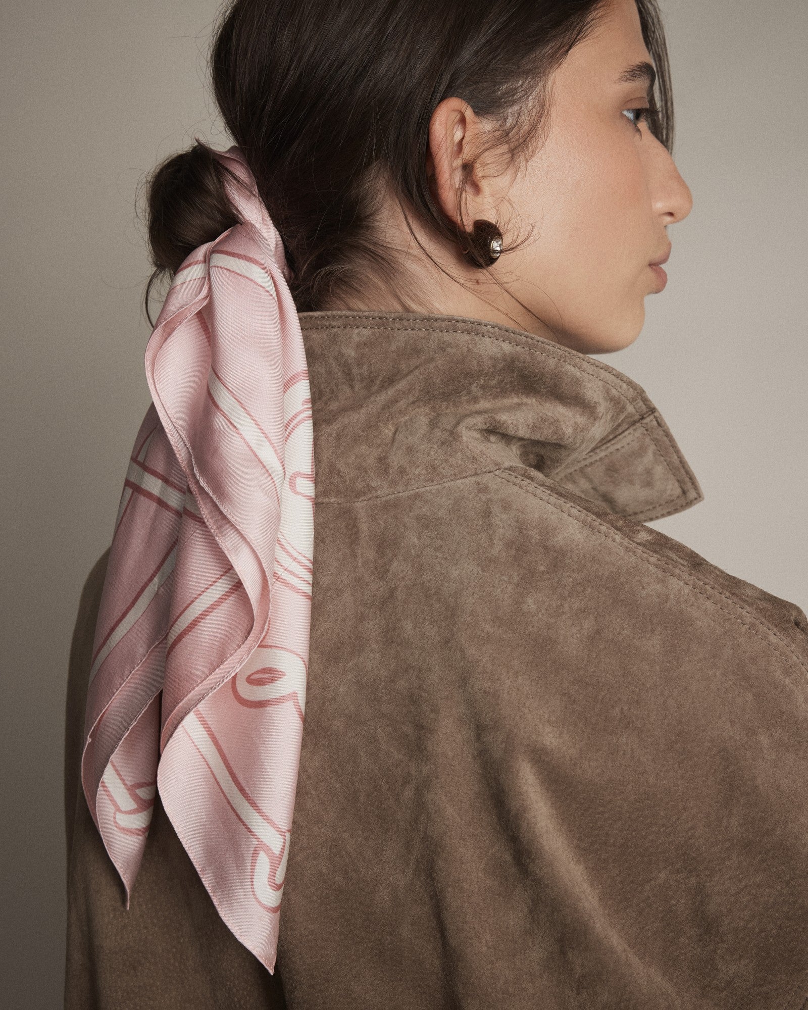 Mim Button Square Scarf - Pink