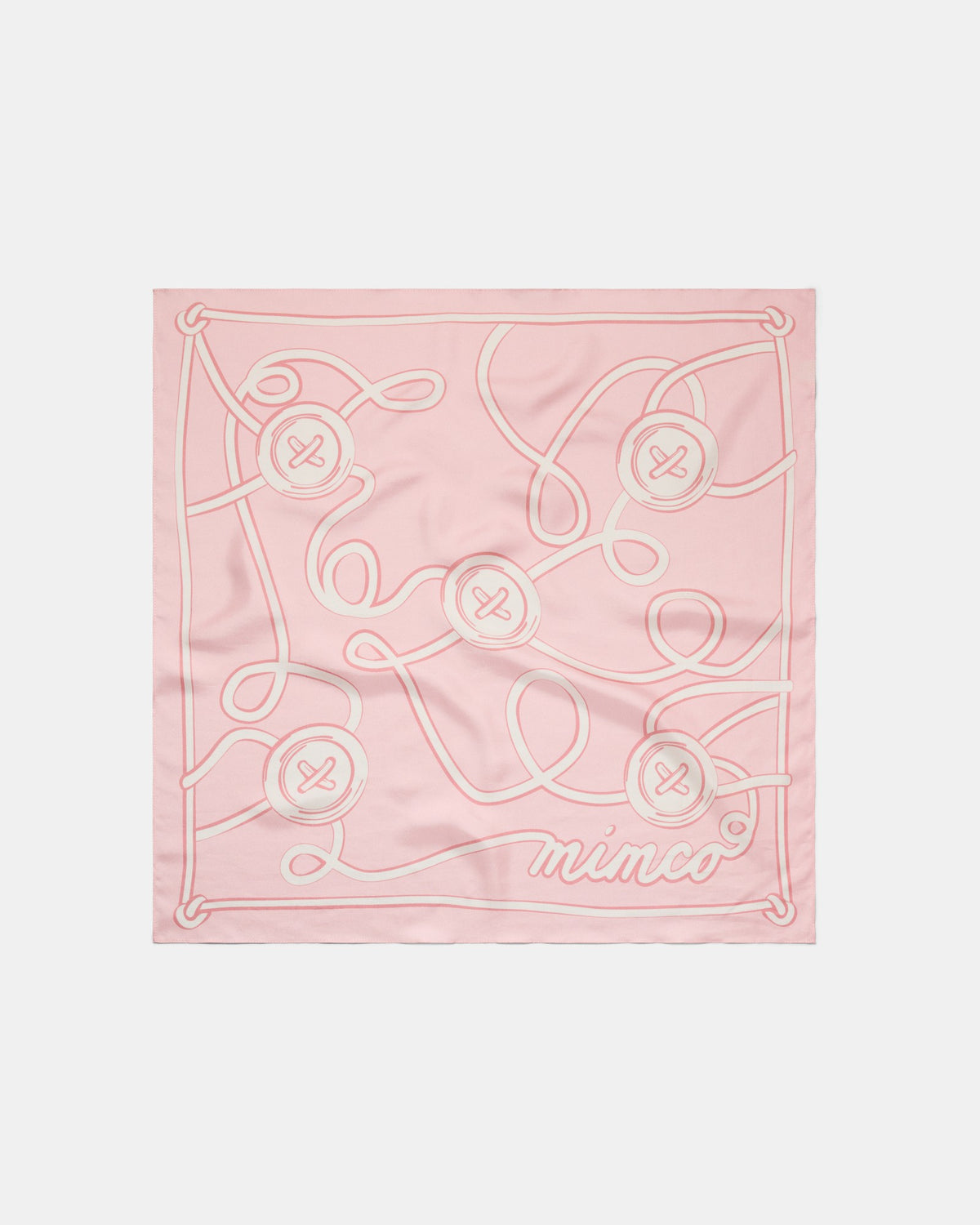 Mim Button Square Scarf - Pink