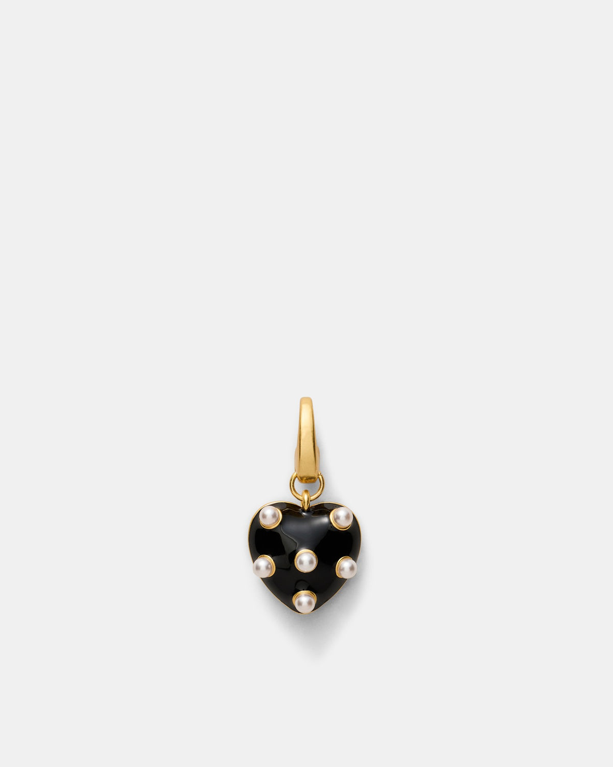 Polka Heart Charm - Black White