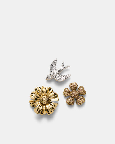 Daisy Dream Brooch Pin Set - Gold Silver