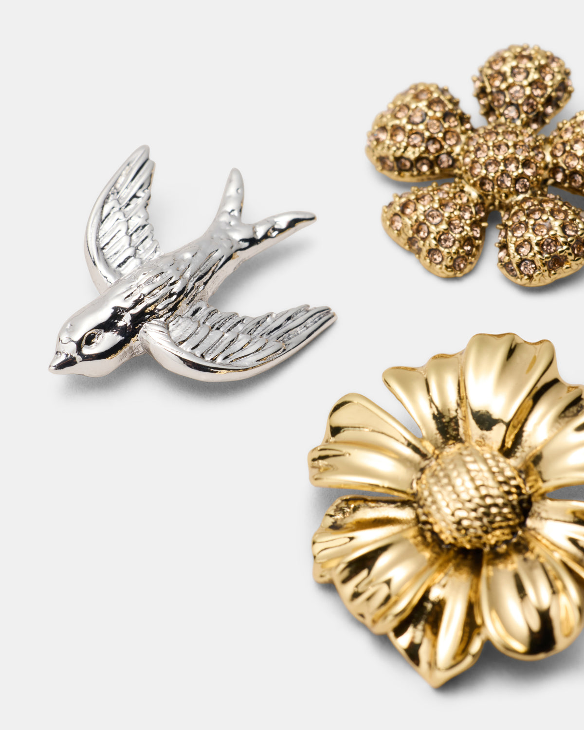 Daisy Dream Brooch Pin Set - Gold Silver
